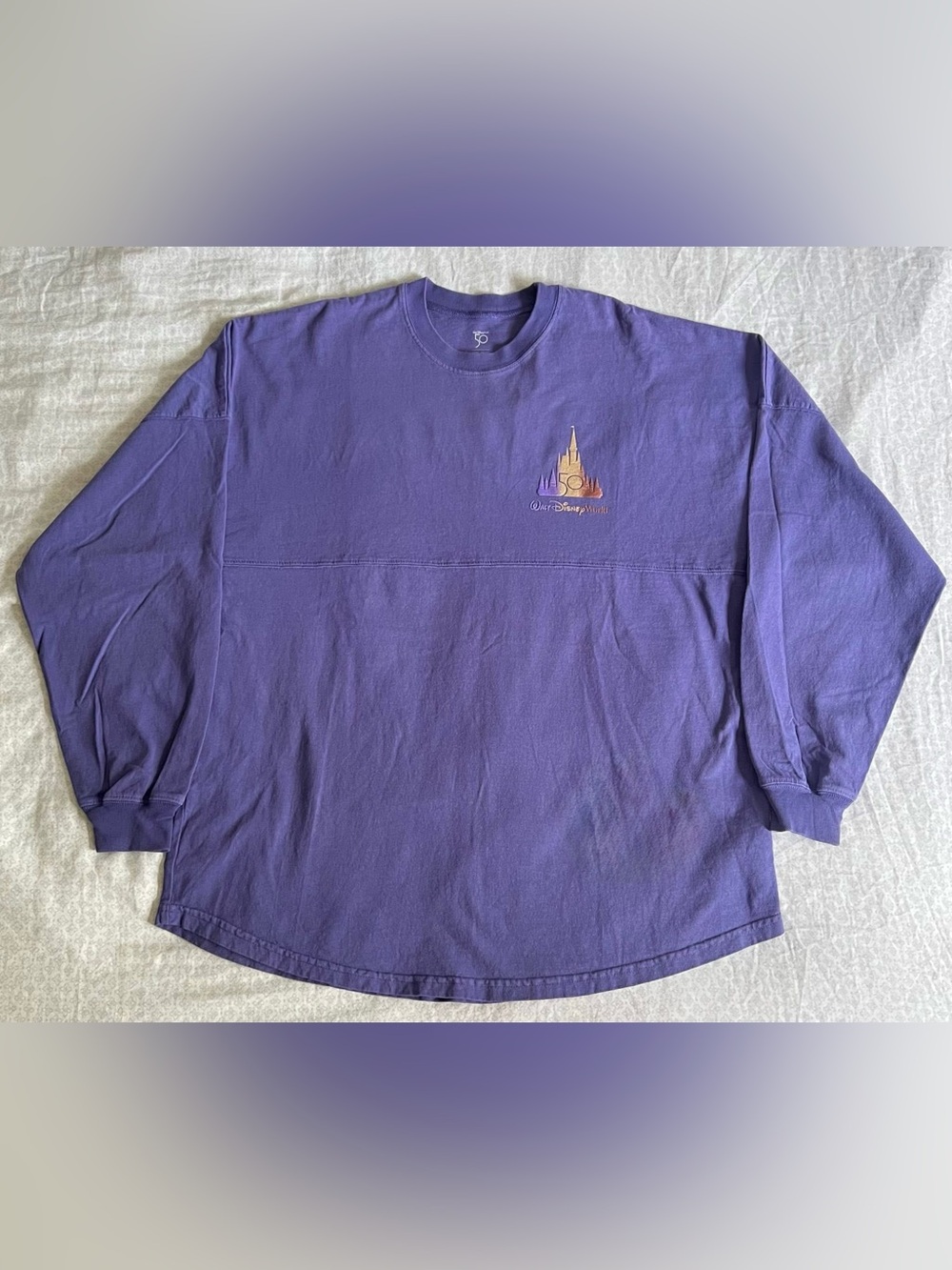 Disney Purple Spirit Jersey 50th Anniversary Sweatshirt with Castle Logo L